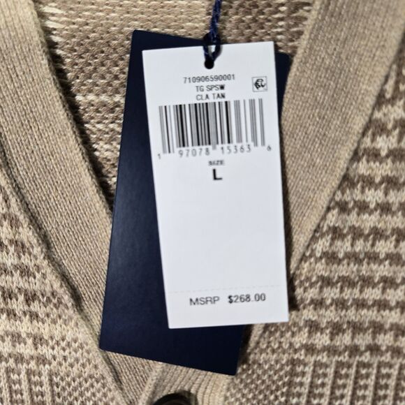 $268 Polo Ralph Lauren Trendy Golf Mens Large Glen Plaid Sweater Vest Tan L - Picture 3 of 8